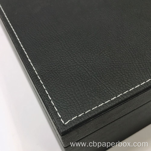 Handmade Black Tea Leather Packaging Box For Gift